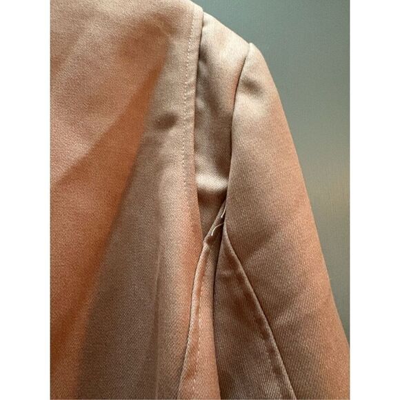 Blush Pink Cropped Bomber Jacket Utility Pockets Snap Front Lightweight - Picture 9 of 12